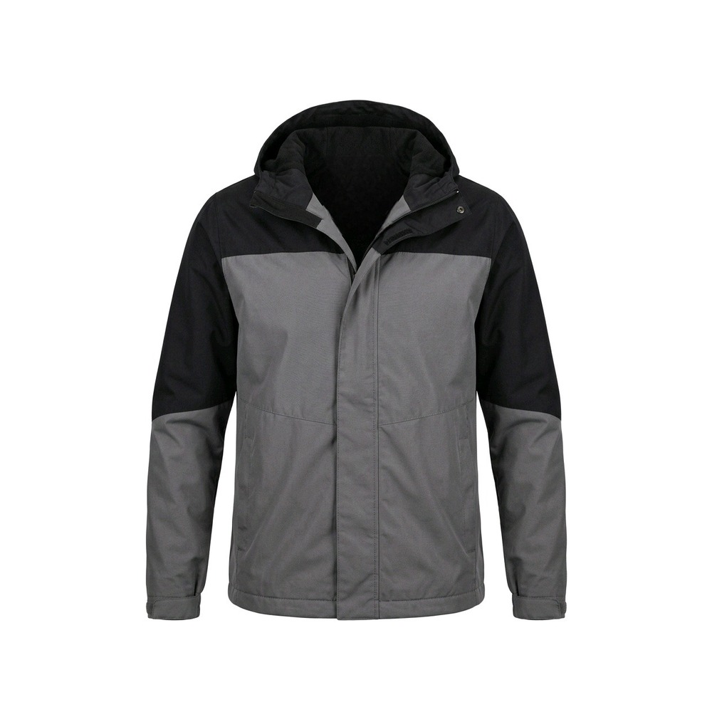 Magellan Outdoors Mens Gray Black Colorblock Fleece Lined Hooded Jacket Size M